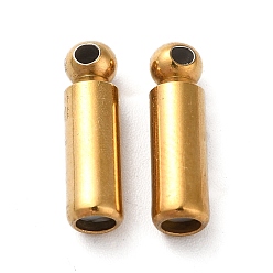 Real 18K Gold Plated Ion Plating(IP) 202 Stainless Steel Brooch Pin Backs, Locking Pin Keeper Clasp, Column Shape, for Brooch Findings, Real 18K Gold Plated, 14x4mm, Hole: 1.2mm and 0.8mm