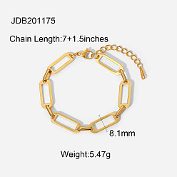 JDB201175 Exquisite Stainless Steel Rectangle Chain Bracelet for Women with 18k Gold PVD Plating and Hand-Cut Links
