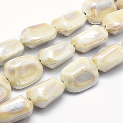 Antique White Handmade Eco-Friendly Porcelain Beads, Nuggets, Antique White, 34~35x26~27x18~20mm, Hole: 3mm