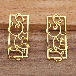 Golden Alloy Pendant Rhinstone Settings, Vines Wrapped Around the Window, Golden, Fit for 1.5mm Rhinestone, 38x17mm