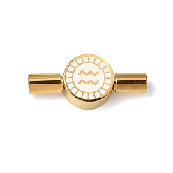 Белый Штыковые застежками из нержавеющей стали, с эмалью, плоский круглый с созвездиями, золотые, круглое отверстие, белые, 304 мм, отверстие : 22x10x5 мм