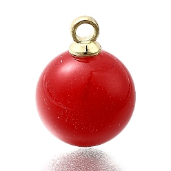 Красный Подвески из АБС-пластика с жемчугом, круглые, с петлей из легкого золотого сплава, красные, 13.5x10 мм, отверстие : 1.6 мм