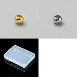 Real 18K Gold Plated 200Pcs 2 Colors Brass Beads, Rondelle, Real 18K Gold Plated, 4x3mm, Hole: 2mm, 100pcs/color