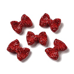 Red Polymer Clay Rhinestone Beads, Bowknot, Red, 21.5~22mmx30mmx9.5~10.5mm, Hole: 1.8mm