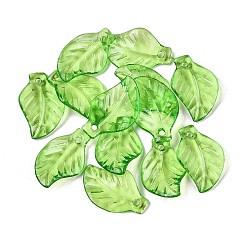 Зеленый лайм Прозрачные акриловые подвески, лист, зеленый лайм, 20x13x4 мм, отверстие : 2 мм, Около 1660 шт / 500 г