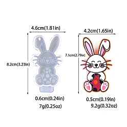 White Easter Rabbit Pendant DIY Silicone Molds, Resin Casting Molds, for UV Resin, Epoxy Resin Jewelry Making, White, 82x46x6mm, Inner Diameter: 71x42x5mm