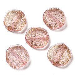 Pink Transparent Acrylic Beads, Flat Round, Pink, 18x17x5.5mm, Hole: 2mm, about: 440pcs/500g