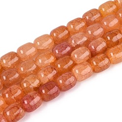 Темно-Оранжевый Выпечки нарисованные потрескивание стеклянные бусины пряди, баррель, темно-оранжевый, 9.5~10x8~8.5 мм, отверстие : 0.8~1.4 мм, около 79~83 шт / нитка, 29.92~31.5'' (76~80 см)