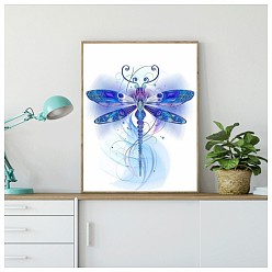 Dragonfly Fancy Theme DIY Diamond Painting Kit, Including Resin Rhinestone Bag, Diamond Sticky Pen, Tray Plate and Glue Clay, Dragonfly, 300x200mm