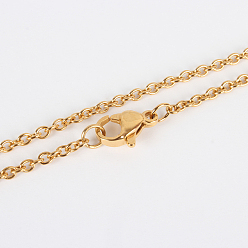 Золотой 304 из нержавеющей стали кабель цепи ожерелье решений, с карабин-лобстерами , вакуумные покрытия, золотые, 17.7 дюйм (45 см), 2 мм