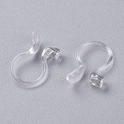 Clear Plastic Clip-on Earring Converters Findings, for Non-Pierced Ears, Clear, 12x8x4mm, Hole: 0.8mm