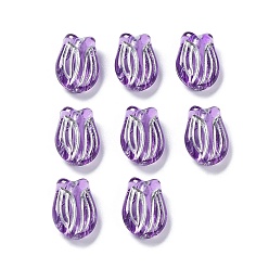 Purple Plating Transparent Acrylic Beads, Metal Enlaced, Tulip, Purple, 16x11.5x7mm, Hole: 2mm, about 670pcs/500g