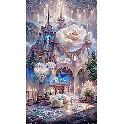 Flower DIY Scenery Theme Diamond Painting Kits, Including Canvas, Resin Rhinestones, Diamond Sticky Pen, Tray Plate and Glue Clay, Rose Pattern, 700x400mm