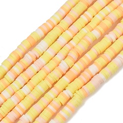 Yellow Handmade Polymer Clay Beads Strands, Disc/Flat Round, Heishi Beads, Yellow, 4~4.5x1~1.2mm, Hole: 1.6mm, about 371~450pcs/strand, 17.52~17.72 inch(44.5~45cm)