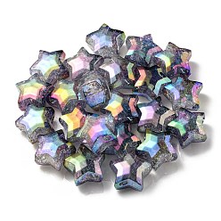 Slate Gray UV Plating Transparent Crackle Acrylic Beads, Gradient Color, Star, Slate Gray, 20x21.5x13mm, Hole: 3mm