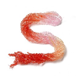 Rouge Orange Perles en verre transparentes , perles multicolores segmentées, triangle, rouge-orange, 4.5x4x3.5mm, Trou: 1mm, Environ 134~137 pcs/chapelet, 13.27~13.39'' (33.7~34 cm)