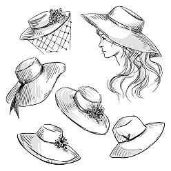 Hat Fashion Lady Theme Clear Silicone Stamps, for DIY Scrapbooking, Photo Album Decorative, Cards Making, Stamp Sheets, Hat, 140x140mm