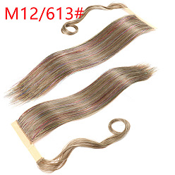 M12/613# Волшебная лента, обернутая золотистыми прямыми волосами, наращивание хвоста с объемом и естественным видом для женщин