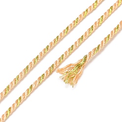 PeachPuff Polycotton Filigree Cord, Braided Rope, with Plastic Reel, for Wall Hanging, Crafts, Gift Wrapping, PeachPuff, 1.2mm, about 27.34 Yards(25m)/Roll