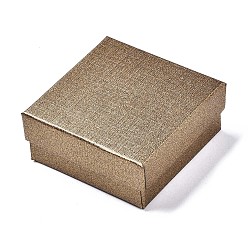 Dark Goldenrod Cardboard Jewelry Boxes, for Ring, Earring, Necklace, with Sponge Inside, Square, Dark Goldenrod, 7.4x7.4x3.2cm