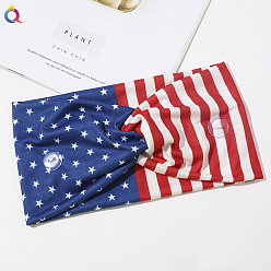 Button American Flag Headband Elastic Headbands for Yoga and Sports, Sweat-wicking Mask Holder Hairband