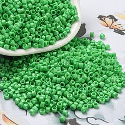 Lime Green Baking Paint Glass Seed Beads, Cylinder, Lime Green, 2.5x2mm, Hole: 1.4mm, about 45359pcs/pound