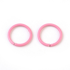 Hot Pink Iron Jump Rings, Open Jump Rings, Hot Pink, 18 Gauge, 10x1mm, Inner Diameter: 8mm