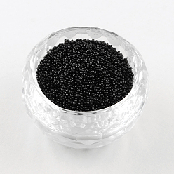 Black Transparent DIY 3D Nail Art Decoration Mini Glass Beads, Tiny Caviar Nail Beads, Black, 0.6~0.8mm, about 450g/bag