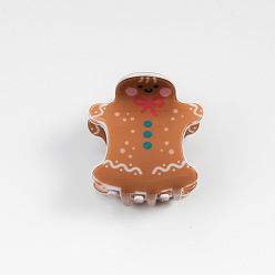 Gingerbread Man Christmas Themed Hair Claw Clip, PVC Ponytail Hair Clip for Girls Women, Gingerbread Man, 48x47x43mm