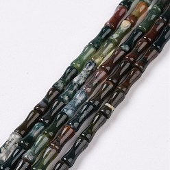 Indian Agate Natural Indian Agate Beads Strands, Bamboo Stick, 12.5x5.5mm, Hole: 1mm, about 31pcs/strand, 15.75 inch(40cm)