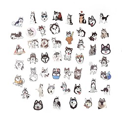Dog 50Pcs 50 Styles Paper Siberian Husky Dog Stickers Sets, Adhesive Decals for DIY Scrapbooking, Photo Album Decoration, Dog Pattern, 43~71x44~63x0.2mm, 1pc/style