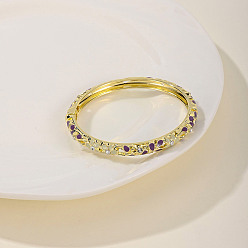 Фиолетовый Модные повседневные браслеты на шарнирах из сплава в стиле ретро для женщин, фиолетовые, внутренний диаметр: 2 дюйм (5.2 см)