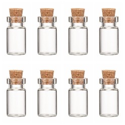 Clear Glass Wishing Bottle Bead Containers, Corked Bottles, Clear, 13x23mm, Inner Diameter: 13mm, Tampion: 7x5~6.5mm, Bottleneck: 8.5mm in diameter, Capacity: 2.5ml(0.08 fl. oz)