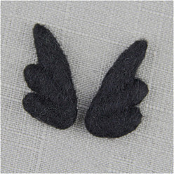 Black Wing Handmade Wool Felt Ornament Accessories, for DIY Children Hair Tie Christmas Tree, Black, 52x25mm