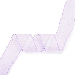 Lilac 20 Yards Polyester Mesh Ribbon, Pleated Polka Dot Ribbon for Wedding, Gift, Party Decoration, Lilac, 1-5/8 inch(42mm), about 20.00 Yards(18.29m)/Roll