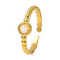 Натуральный Агат Кольца из натурального агата круглые, золотистый тон 304 манжеты из нержавеющей стали для женщин, 6 мм, внутренний диаметр: регулируемый