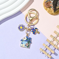 Сланцево-синий Брелок из эмалевого сплава, со сплавочной фурнитурой, синевато-серый, 8.8 см