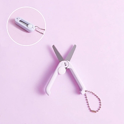 Lilac Stainless Steel Safe Portable Travel Scissors, Mini Foldable Multifunction Scissors, with Plastic Handle, Lilac, 45x15mm