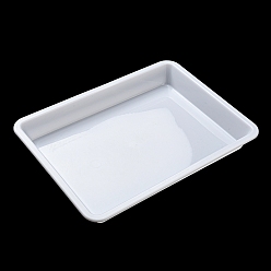 White Rectangle Plastic Display Trays, for Jewelry, Toy Storage, White, 27.8x21.2x3.3cm