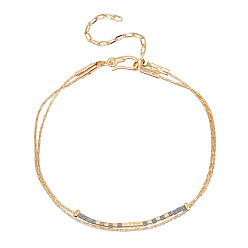 MI-B220422D Colorful Miyuki Beaded Double-Layer Bracelet with Gold Plated Wire, Unique Jewelry