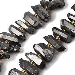 (405) Непрозрачный AB вишня Гальванические природный кристалл кварца бусы пряди, граненые, палочка для наггетсов, с бисером, с черным покрытием, 11~25x3~9x4~10 мм, отверстие : 1~1.2 мм, около 19~26 шт / нитка, 7.09~7.48'' (18~19 см)