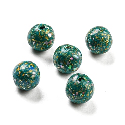 Teal Spray Painted Natural White Shell Beads, Round, Teal, 8x7.5mm, Hole: 1.5mm