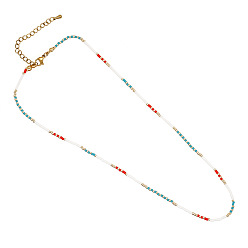 GZ-N220008A Bohemian Style Stainless Steel Collarbone Chain Handmade Braided Beaded Necklace