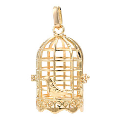 Light Gold Rack Plating Brass Cage Pendants, For Chime Ball Pendant Necklaces Making, Birdcage, Light Gold, 38x26x22mm, Hole: 4x8mm, inner measure: 18x23mm