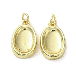 Real 18K Gold Plated Rack Plating Brass Pendants, Lead Free & Cadmium Free, Long-Lasting Plated, Oval Charms, Real 18K Gold Plated, 18x11x4mm, Hole: 3mm