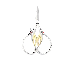 Silver Stainless Steel Swan Scissors, Embroidery Scissors, Sewing Scissors, with Zinc Alloy Rhinestone Handle, Silver, 100x36mm