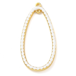 Белый Подвески из латуни с эмалью в стойку, долговечный, без свинца и без кадмия, реальный 18 k позолоченный, очарование слезы, белые, 45x22x3 мм, Отверстие : 1.6 мм & 1 мм