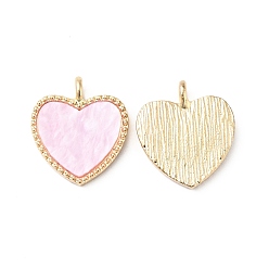 Pearl Pink Acrylic Pendants, with Light Gold Plated Alloy Findings, Heart, Pearl Pink, 18x16x3mm, Hole: 2mm