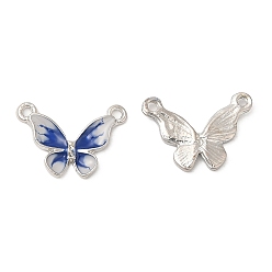 Platinum Alloy Rhinestone Charms, with Enamel, Butterfly Charm, Platinum, 12x6.5x1.5mm, Hole: 1mm