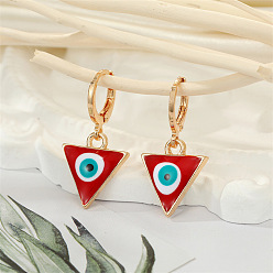 6 Red Triangle Eyes Boho Triangle Heart Eye Earrings with Devil's Eye Charm - Colorful Ethnic Retro Jewelry